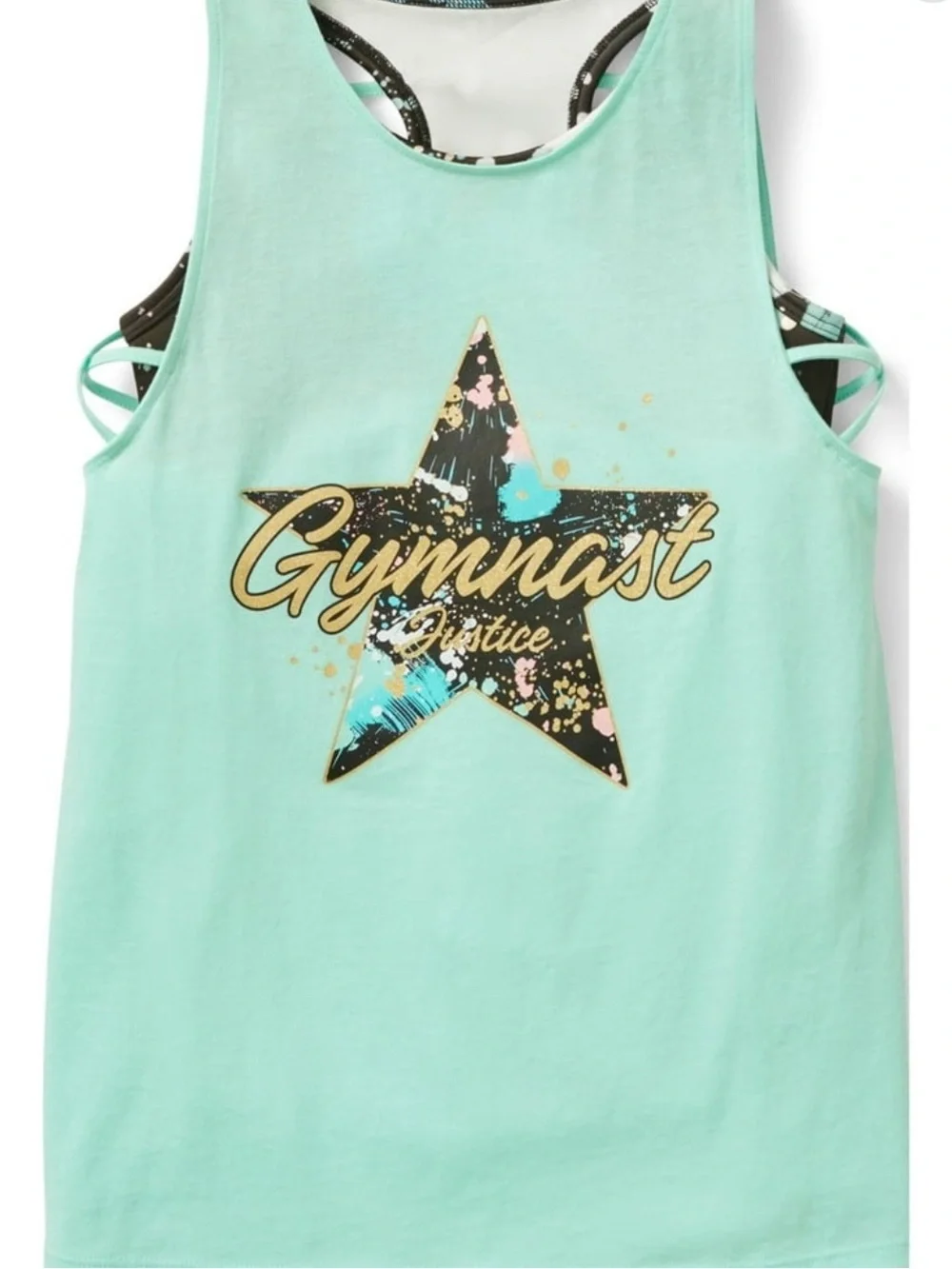 Justice Girls' Fashion Tank with Built-in Sports Bra - Size M(10)